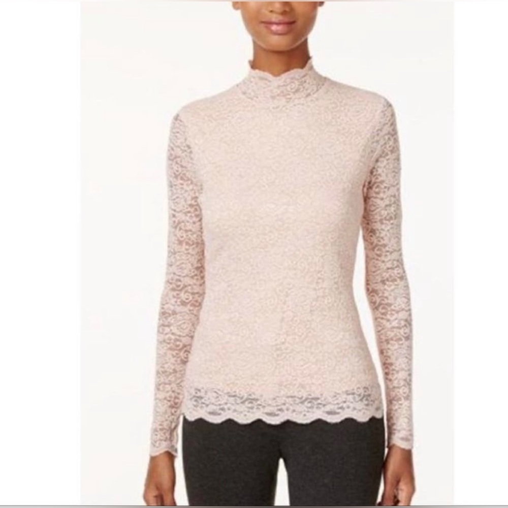 Vince Camuto Peach Lace Flare Sleeve Mock
Neck‎ Blouse Size S